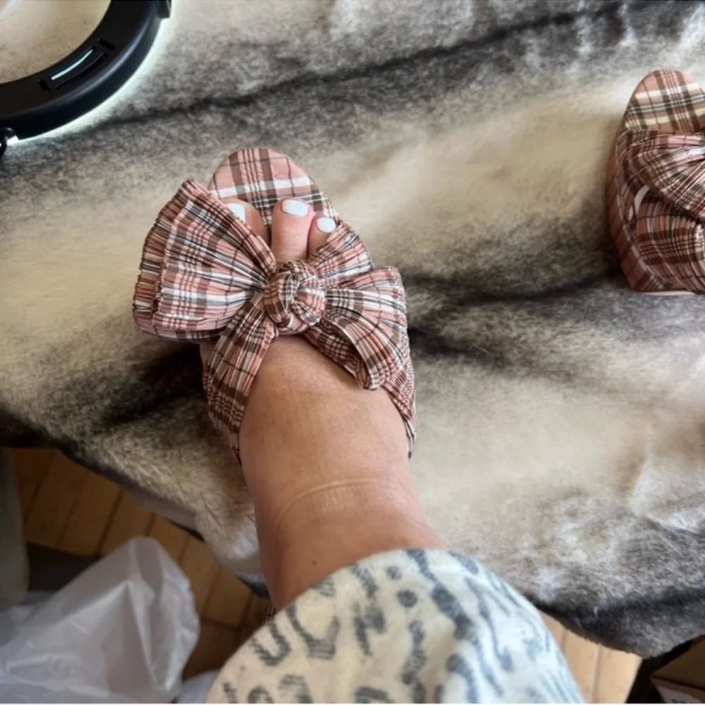 Loeffler Randall Natalia Day Plaid Pleated Platform Sandals Heels